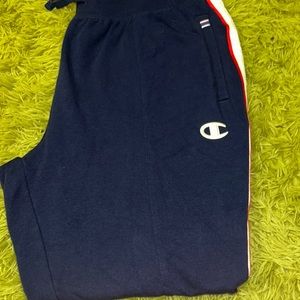 Now, white and red champion sweats